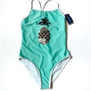 Nautica NWT girls pineapple one piece size 12/14